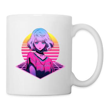 Retro Wave 80s Anime Girl – Anime Shirt - Mug - white - Right