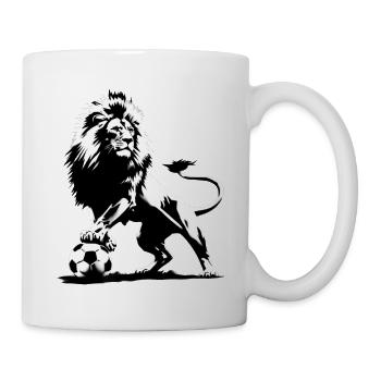 Löwe spielt Fußball - Tasse - Weiß - Rechts