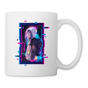 Cyber Futuristic Girl 3 - Anime Shirt - Tasse - Weiß - Rechts