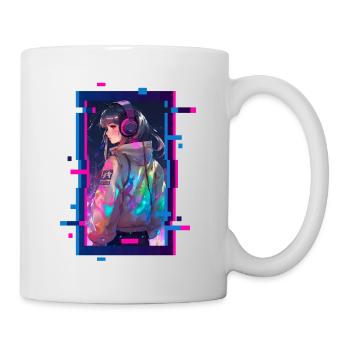 Cyber Futuristic Girl 2 - Anime Shirt - Tasse - Weiß - Rechts