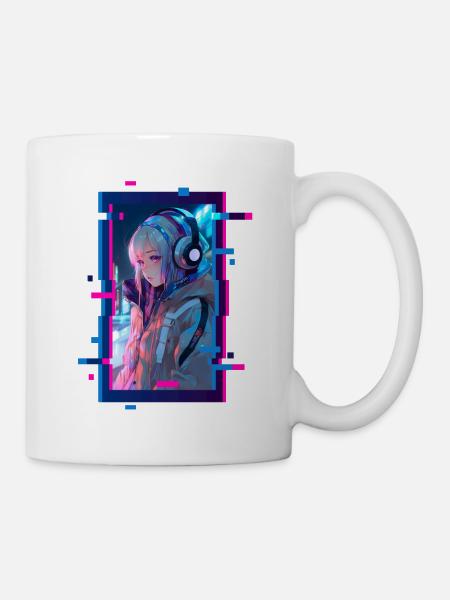Cyber Futuristic Girl - Anime Shirt - Mug - white