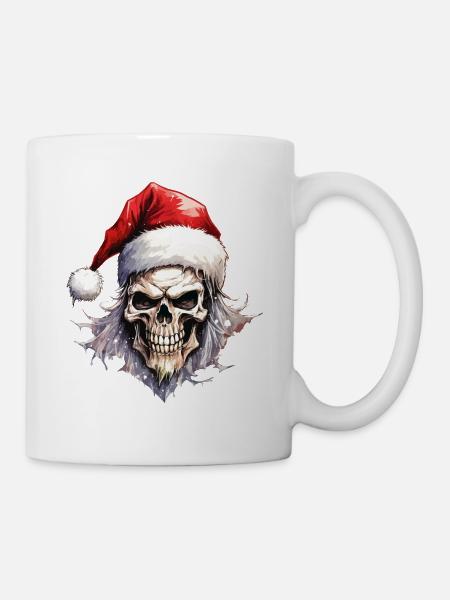 Weihnachten Totenkopf Totenschädel Horror Gruselig - Tasse - Weiß