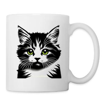 Liebevolles Katzengesicht - Tasse - Weiß - Rechts