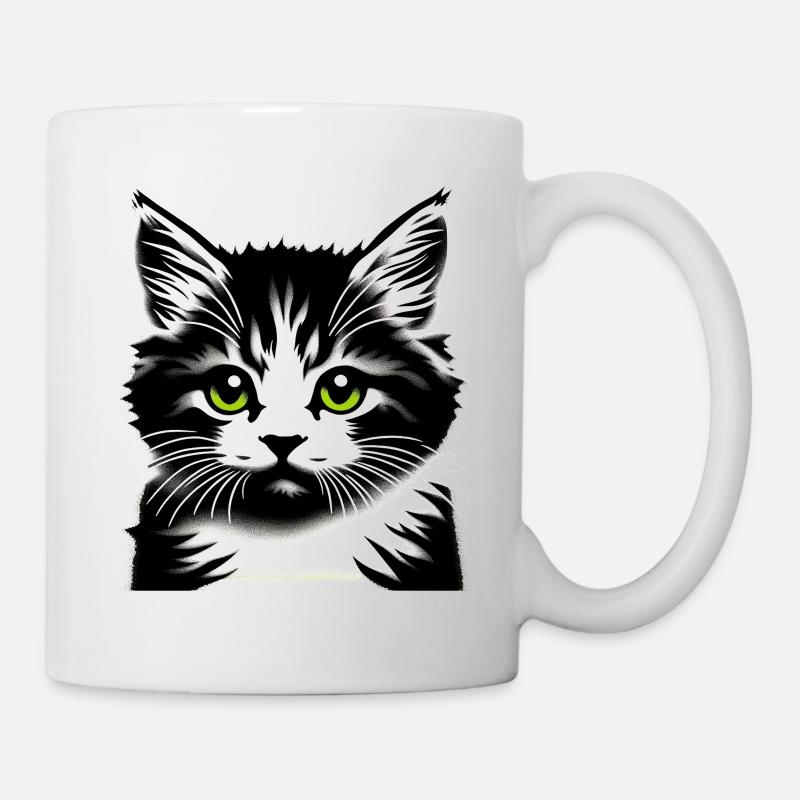 Liebevolles Katzengesicht - Tasse - Weiß