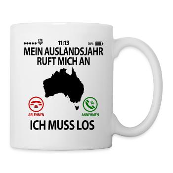 Australien Auslandsjahr Au Pair Abschiedsgeschenk - Tasse - Weiß - Rechts