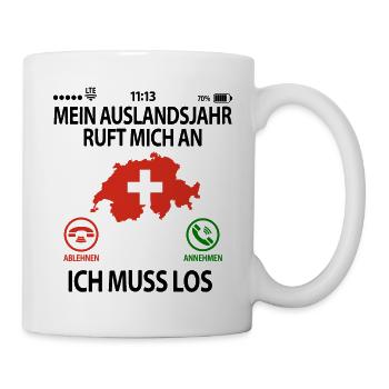 Schweiz Auslandsjahr Au Pair Abschiedsgeschenk - Tasse - Weiß - Rechts