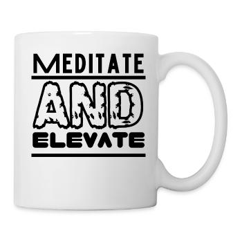 Meditieren und erheben | Gesetz der Schwingung - Tasse - Weiß - Rechts