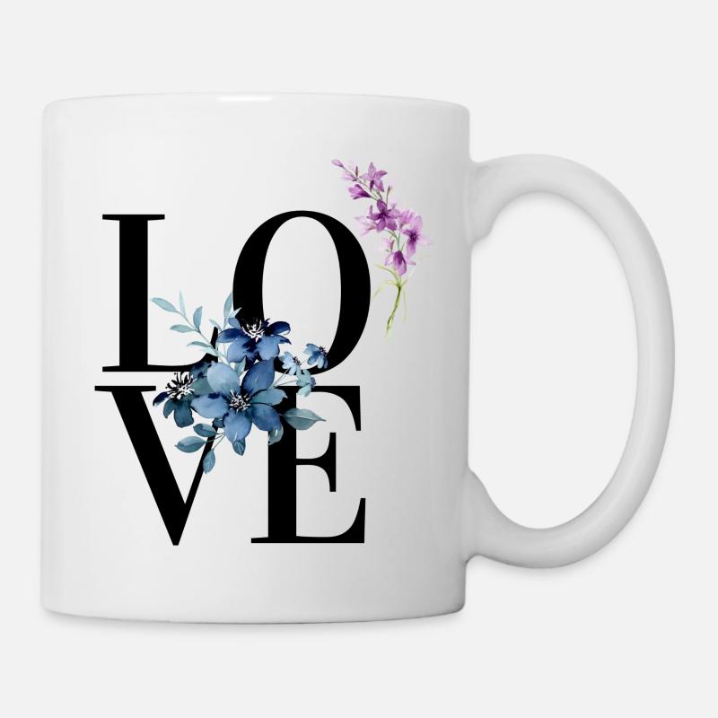 Fleurs, Amour, Design D’amour - Mug blanc - blanc