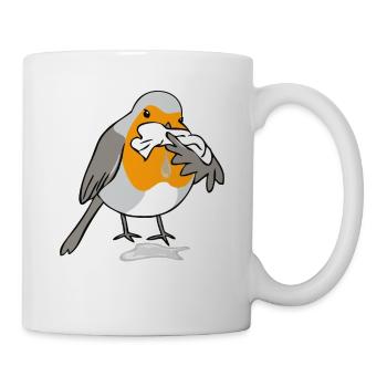 Rotzkehlchen hell Rotkehlchen hat Schnupfen - Tasse - Weiß - Rechts
