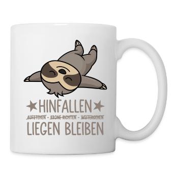 Hinfallen liegen bleiben - Lustiges Faultier - Tasse - Weiß - Rechts
