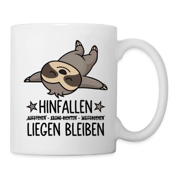 Faultier Hinfallen liegen bleiben - Tasse - Weiß - Rechts