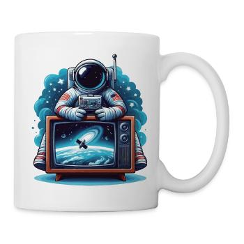 Astronaute devant la télévision cadeau de l’espace extra-atmosphérique - Mug blanc - blanc - Droite