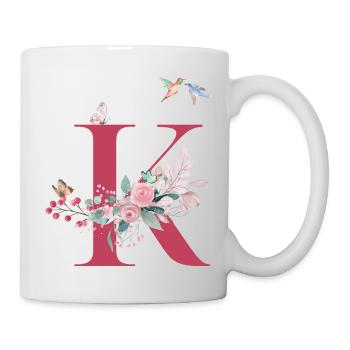 Letter k floral - gift idea - Mug - white - Right