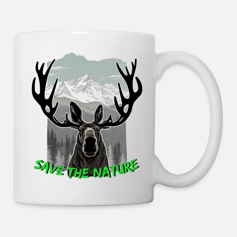 Elch "Save the Nature" - Tasse - Weiß