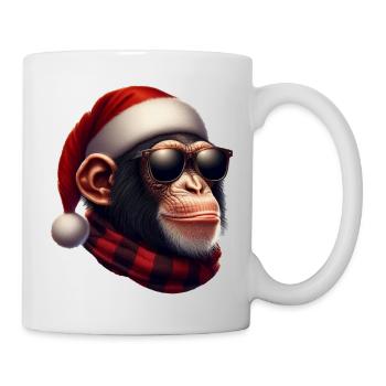 Christmas chimpanzee with Santa hat - Mug - white - Right