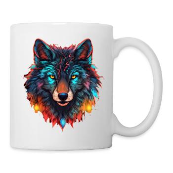 Wolf with Xmas Lights, Love Wolfs - Mug - white - Right