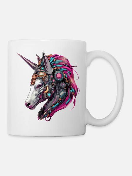 Cooler Einhorn-Cyborg-Roboter - Einzigartiges - Tasse - Weiß