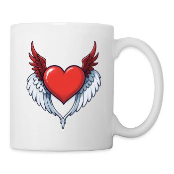 coeur rouge avec des ailes - Mug blanc - blanc - Droite
