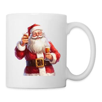 Weihnachtsmann Bier Alkohol Prost Glühwein Schnaps - Tasse - Weiß - Rechts