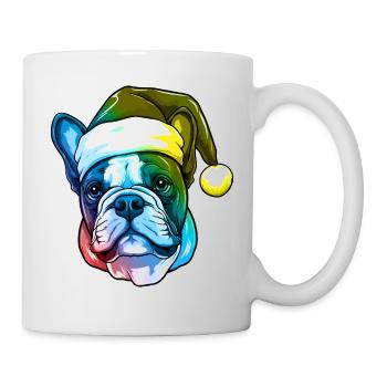French Bulldog Dog Head Christmas Colorful - Mug - white - Right
