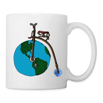 Save The Planet Earth Penny Farthing Bicycle Art - Mug - white - Right