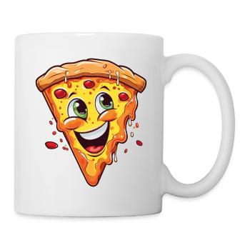Pizza Pizza Slice Face Laughs Pizzeria Funny - Mug - white - Right