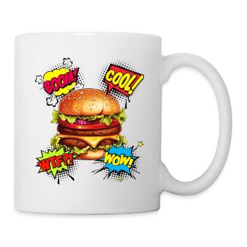 Burger Pop Art Hamburger Cheeseburger Fast Food - Tasse - Weiß - Rechts