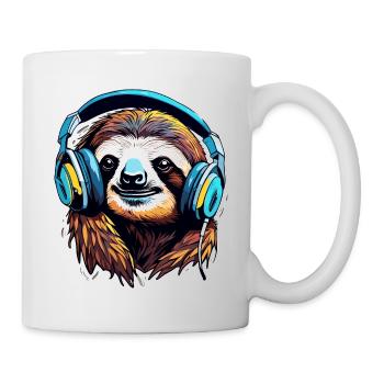 Casque / Audio / Musique / Animal / Paresseux / Cool - Mug blanc - blanc - Droite