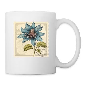 Timbre-poste Vintage fleur de Turquoise - Mug blanc - blanc - Droite