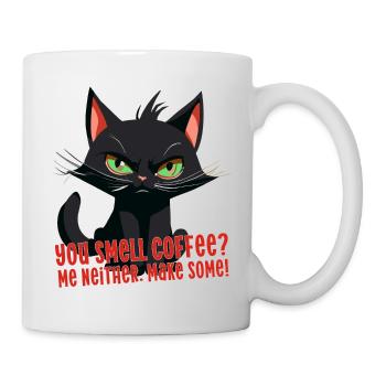 chat disant drôle café café chat en colère amusant - Mug blanc - blanc - Droite