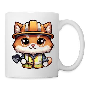 Mignon chat ouvrier de la construction - Mug blanc - blanc - Droite