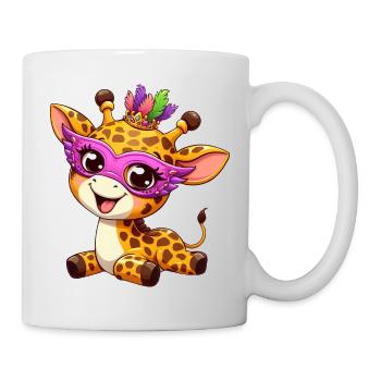 Mardi Gras Comic-Giraffe: Süße Feier - Tasse - Weiß - Rechts