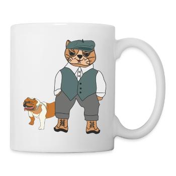 Chat élégant avec bouledogue anglais - Mug blanc - blanc - Droite
