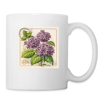 Timbre-poste Vintage fleurs violettes - Mug blanc - blanc - Droite