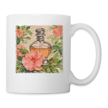 Timbre-poste Vintage parfum - Mug blanc - blanc - Droite