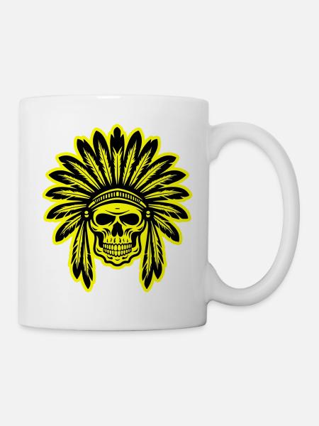 Apache Indianer Häuptling Totenkopf - Tasse - Weiß