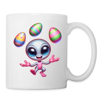 Alien-Osterjongleur: Eierakrobatik - Tasse - Weiß - Rechts