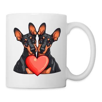 Doberman Bande Dessinée Couple Amour - Mug blanc - blanc - Droite