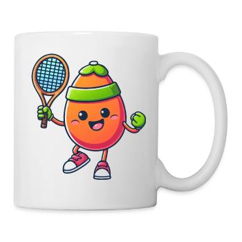 Cute Comic Easter Egg with Tennis Racket - Mug - white - Right