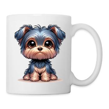 Digitale Illustration eines niedlichen Yorkshire Terriers - Tasse - Weiß - Rechts