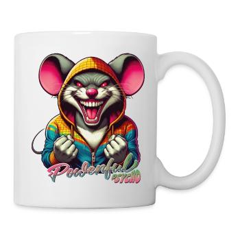 Souris psychopathe puissante - Mug blanc - blanc - Droite