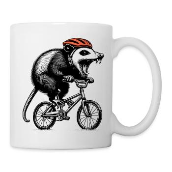 Opossum à vélo - Mug blanc - blanc - Droite