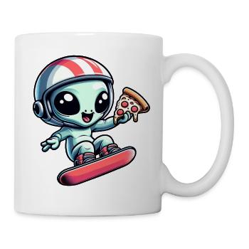Süßes Comic Alien Snowboard Snowboarder - Tasse - Weiß - Rechts