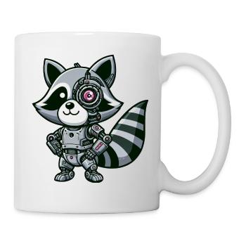 Cooler Waschbär Roboter - Tasse - Weiß - Rechts