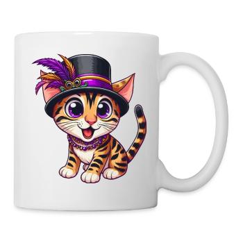 Cute Comic Bengal Cat Mardi Gras - Mug - white - Right