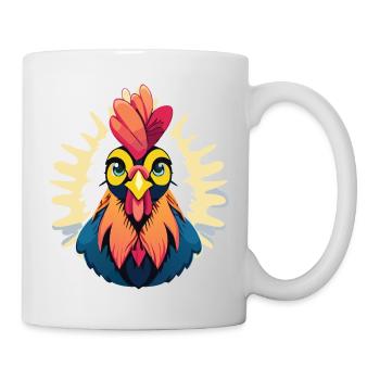 Henne - Hahn - Natur - Gemüsegarten - Gartenarbeit - Tasse - Weiß - Rechts