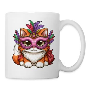 Mardi Gras Persian Cat, Masquerade Ball Cat - Mug - white - Right