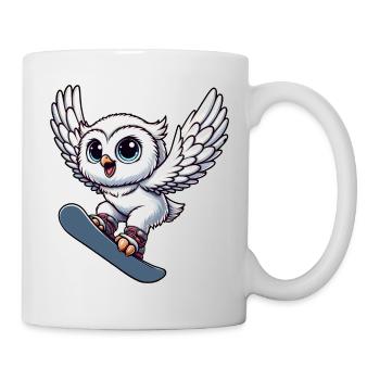 hibou snowboard snowboarder harfang des neiges sports d’hiver - Mug blanc - blanc - Droite
