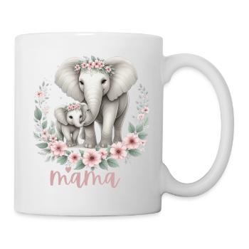 Mama Heart Floral Wreath Elephant Baby Shower - Tasse - Weiß - Rechts