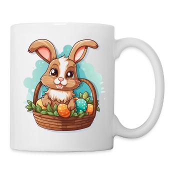 Osterhase im Osterkorb mit Ostereiern - Tasse - Weiß - Rechts